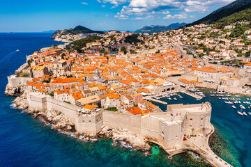Dubrovnik a city in southern Croatia fronting the Adriatic Sea, Europe. Old city center of famous...
