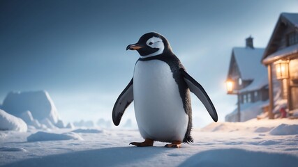 Obraz premium percy the poltergeist penguin a ghostly penguin with m cinematic concept art