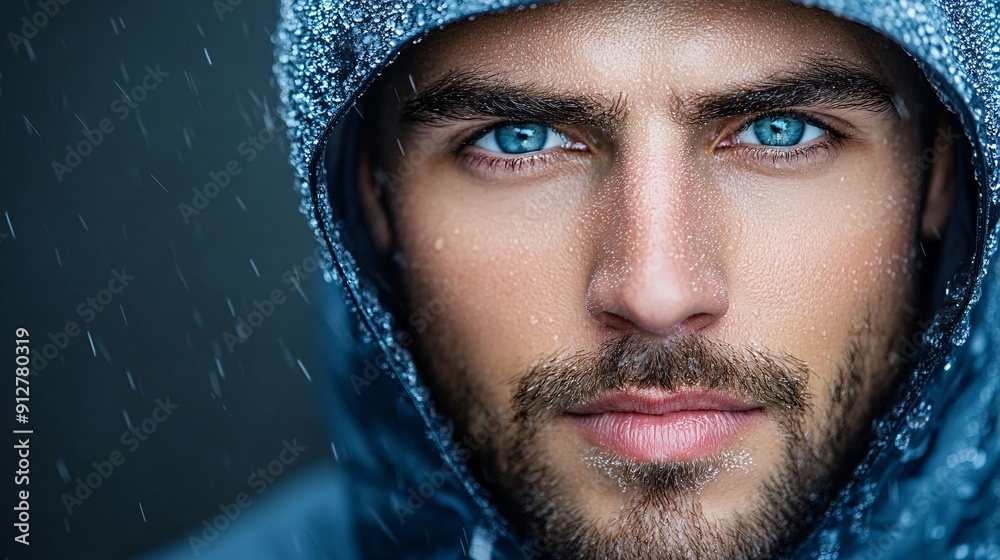 Aufkleber an athlete hydrating mid-exercise with sweat dripping down their face and a lively energetic atmosph