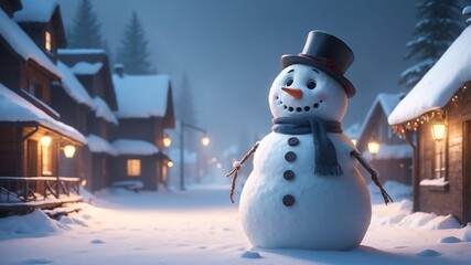 Naklejka premium sammy the snowman a snowman who comes to life to sprea cinematic concept art