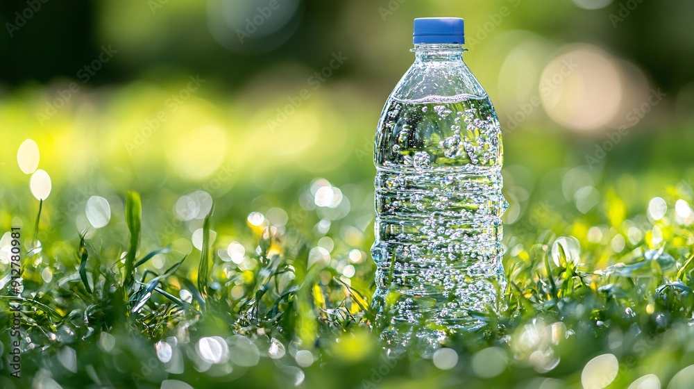 Poster hydrating in the middle of a workout a person drinks water with sweat drops visible and an active en