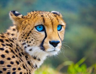 The blue eyes of th wild animal cheetah as seen on a closer distance