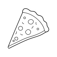 Single line art drawing of a pizza vector illustration on white background.