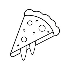 Single line art drawing of a pizza vector illustration on white background.