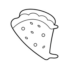 Single line art drawing of a pizza vector illustration on white background.