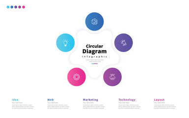 Modern minimalist elegant clean circular steps editable infographic design template vector