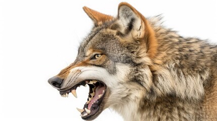 Fototapeta premium Wolf's Roar: A Close-Up Portrait