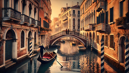 Romantic Evening Gondola Ride through the Historic Canals of Venice