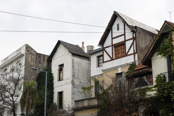 Row of Old Buildings Along a Street in the Palermo Neighborhood of Buenos Aires