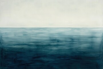 Fototapeta premium A serene abstract landscape depicting a tranquil ocean with calming shades of blue and soft, cloudy horizon.