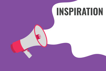 inspiration button, banner, label, template for website. inspiration text with colorful megaphone icon
