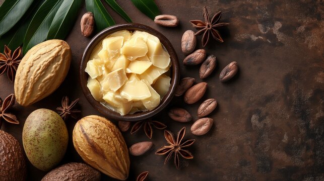 Cocoa butter, mango butter, kokum butter, natural emollients