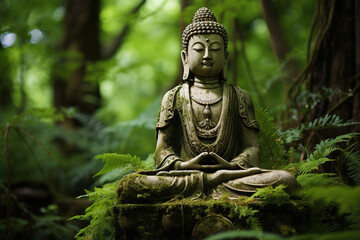 Obraz premium Buddha surrounded by greenery