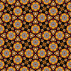 Seamless tile pattern in bright vivid colors and abstract geometric design, perfect for walls, decor and fabrics