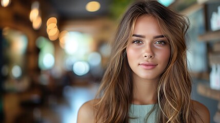 Obraz premium Hairdresser cutting woman's hair, salon
