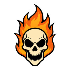  Skull with flames vector illustration 