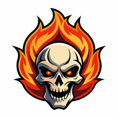  Skull with flames vector illustration 