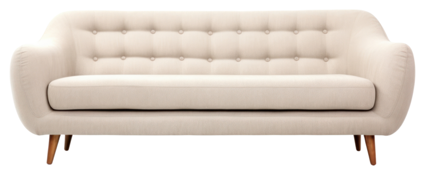 PNG Modern beige tufted sofa