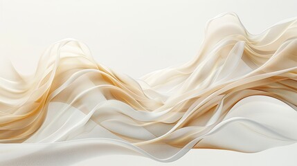 Abstract image of soft, undulating lines in soothing earth tones, resembling the flow of gentle currents and rhythmic patterns, set against a pure white background