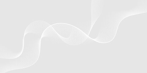 Abstract white wave dynamic curve lines on gray background. Energy technology concept modern backdrop design for business, presentation, banner.