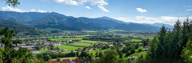 View from Kindberg to Allerheiligen and St. Marein im Mürztal in Styria, Austria