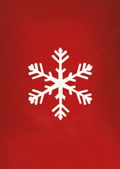 White Snowflake Design Against a Bright Red Background for Winter Celebrations