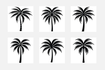 Stunning Palm Tree Silhouette Designs on White Background
