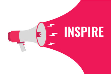 inspire button, banner, label, template for website. inspire text with colorful megaphone icon
