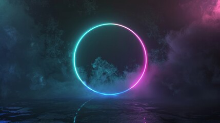 Obraz premium neon style at the center of a cover single, black background, Honestly nevermind style 