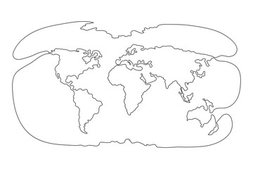 World map line style. World map outline isolated on white background. Vector illustration of geography, traveling the world