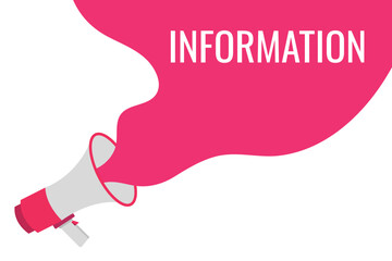 information button, banner, label, template for website. information text with colorful megaphone icon
