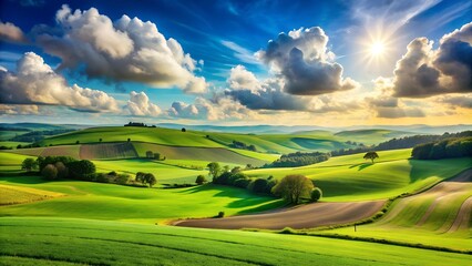 Sun-Drenched Fields of Emerald  Generative AI