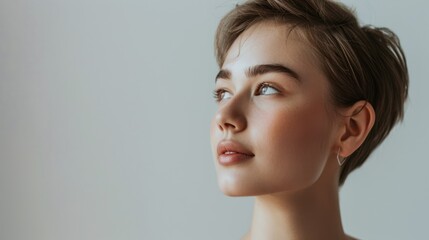 A person with glowing, beautiful skin, standing confidently against a neutral background