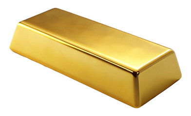 Solid gold bar isolated on transparent background