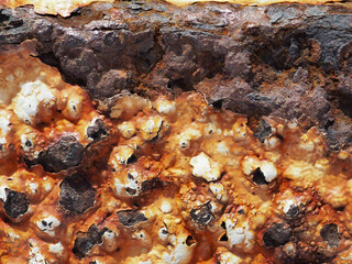 Rust eats away at the steel.