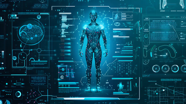 Futuristic Technology Interface A Digital Future Health Graphic on a Screen with Body Infographic Element Design