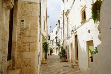 Locorotondo town alley, Puglia, Italy