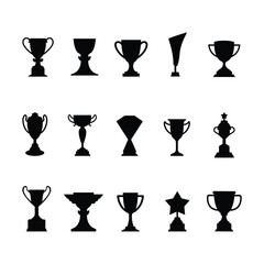 Trophy cup icon silhouette set. Champions winner reward symbol