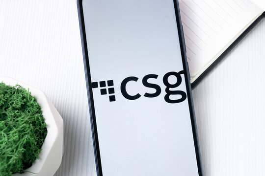 New York, USA - 1 August 2024: CSG International Logo on Phone Screen, Icon on Display