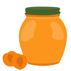 apricot jam, healthy organic product, homemade apricot jam. isolated on white background.