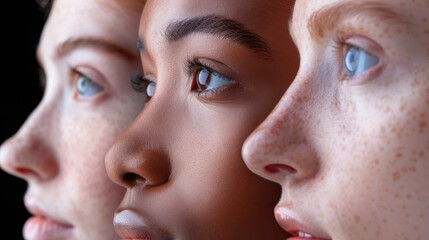Close-up of different skin types, showing the beauty of human skin diversity