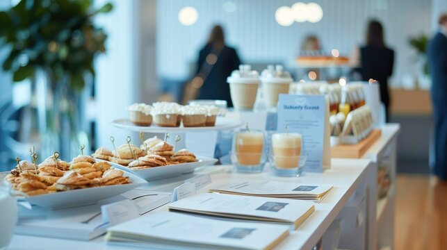 Refreshments and brochures set up for an open house event