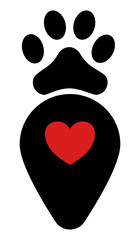 Pet friendly logo gps icon, map pin.