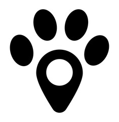 Pet friendly location gps icon, map pin.