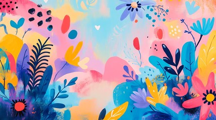 Abstract Floral Painting with Vibrant Colors and Bold Strokes