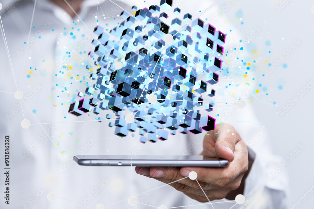 Poster data cloud digital 3d computer