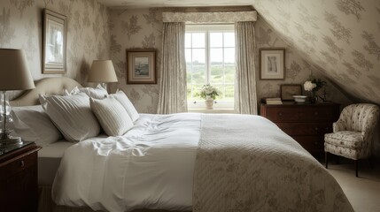 Cottage bedroom decor with bespoke furniture