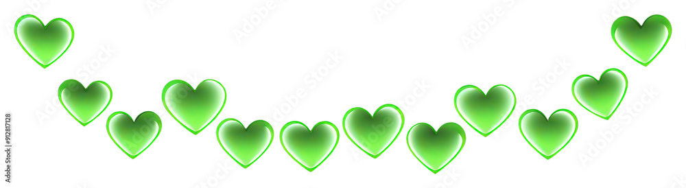 Poster png glowing green heart garland