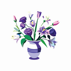 Elegant Purple Flower Bouquet in Vase Illustration