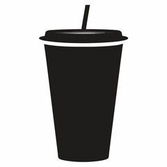 Paper cup of coffee isolated on white, coffee cup vector illustration, glass vector art, coffee cup silhouette, coffee glass vector icon, eps